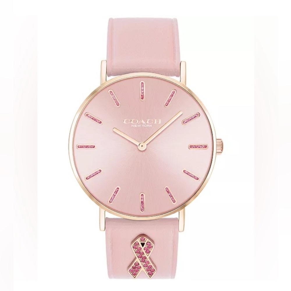 Coach Women's Perry Breast Cancer
Awareness Pink Leather Strap Watch 36mm